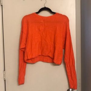 Free people orange cashmere crop sweater